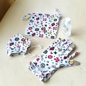 Brighton mask, gloves, bag